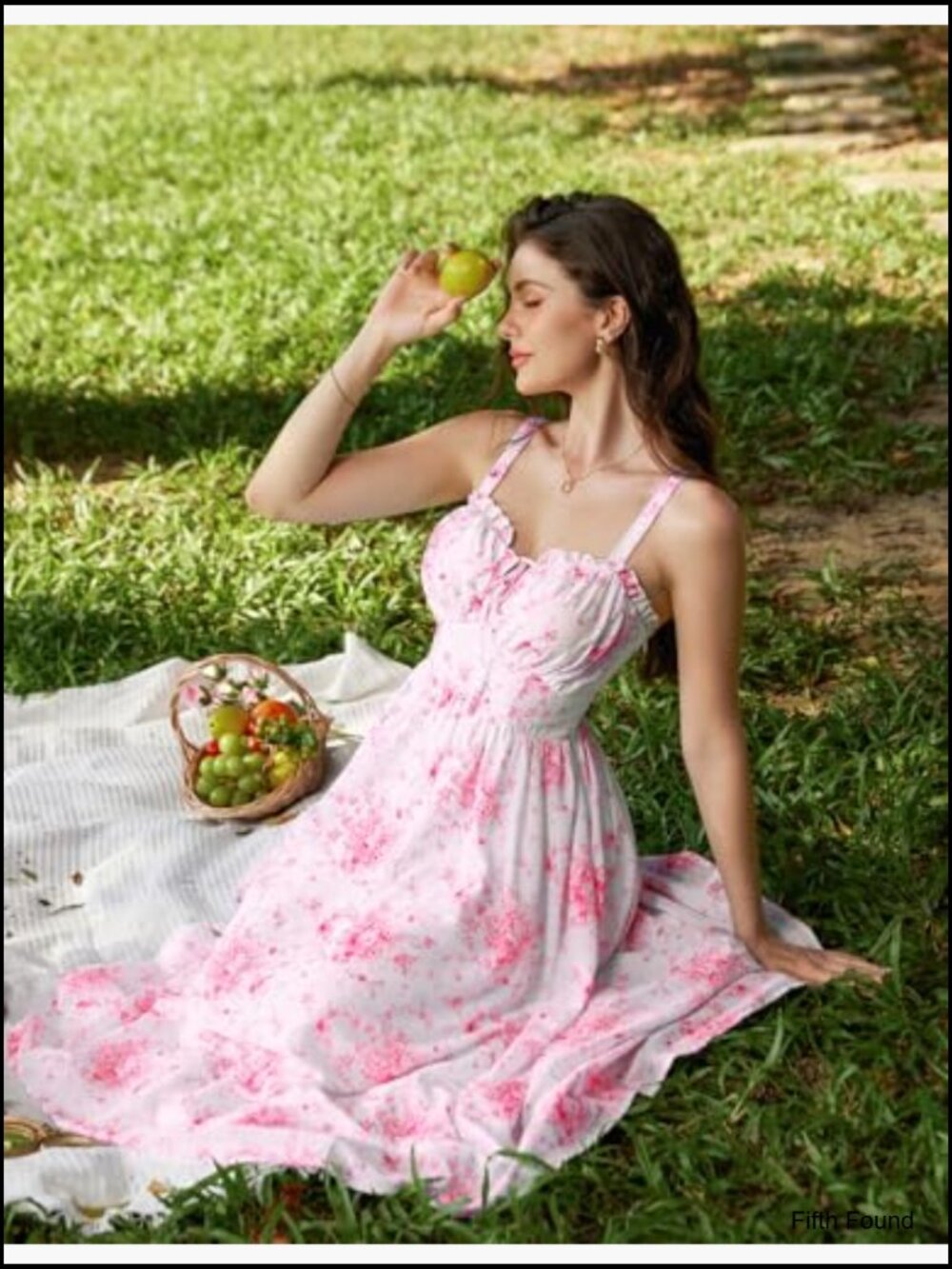 Floral Corset Midi Dress with Pocket Square Neck Sleeveless A-Line Summer - Picture 3 of 7